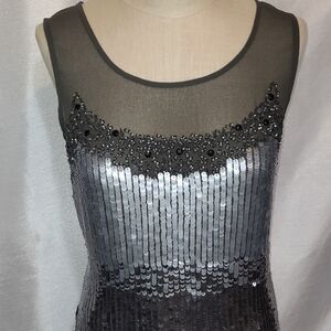 Elegant Silver Sequin Mini Dress